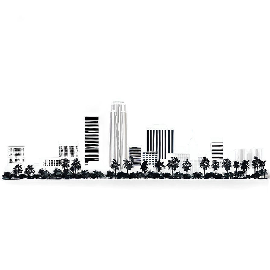 Los Angeles Skyline Black And White Png 49 PNG