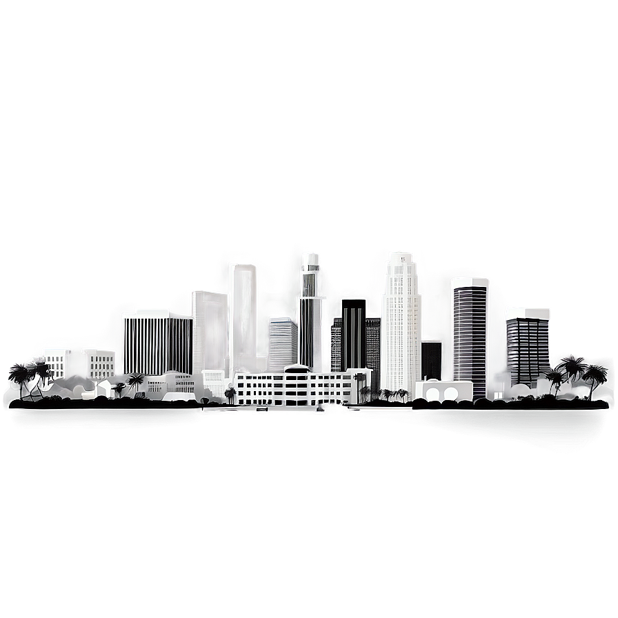 Los Angeles Skyline Black And White Png Tda PNG