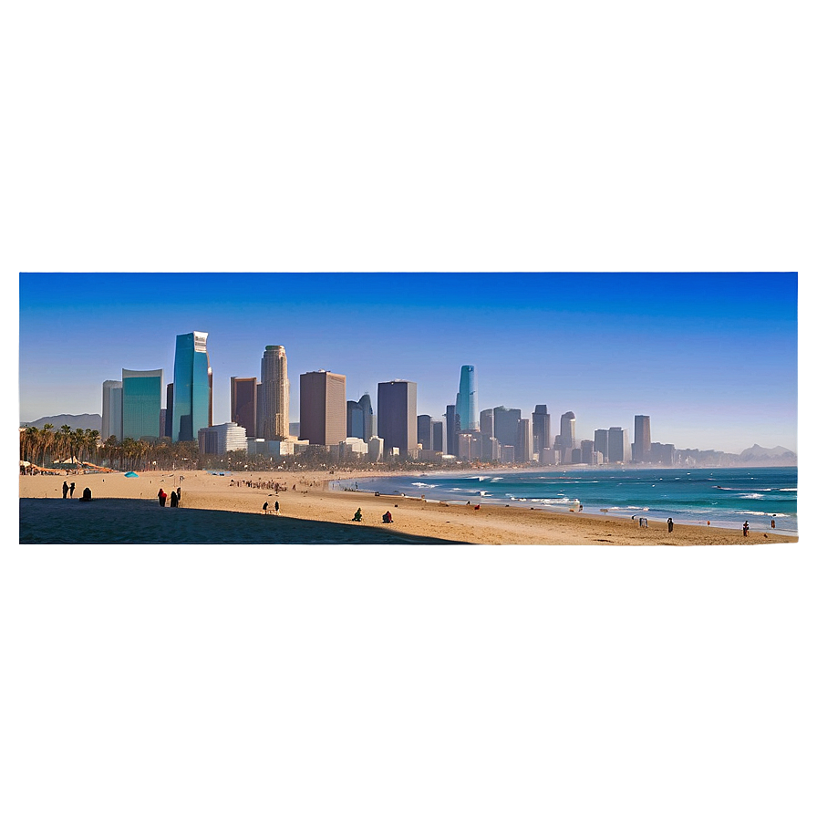 Los Angeles Skyline From Santa Monica Pier Png Qds58 PNG