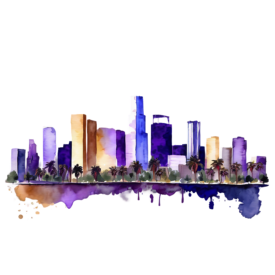 Los Angeles Skyline Watercolor Png 34 PNG