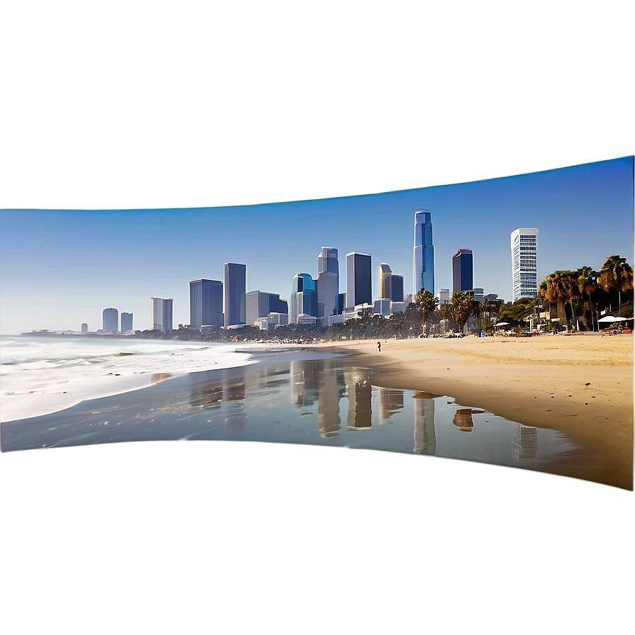 Los Angeles Skyline With Beach View Png Abv PNG