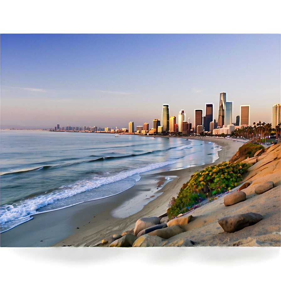 Los Angeles Skyline With Beach View Png Pdb PNG