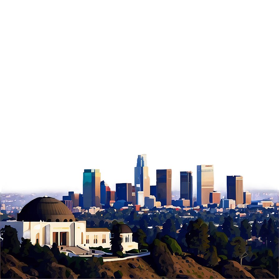 Los Angeles Skyline With Griffith Observatory Png 06252024 PNG