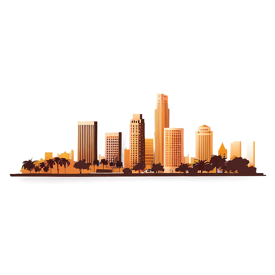 Los Angeles Skyline With Landmarks Png 6 PNG