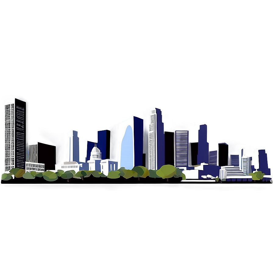 Los Angeles Skyline With Landmarks Png Ije23 PNG