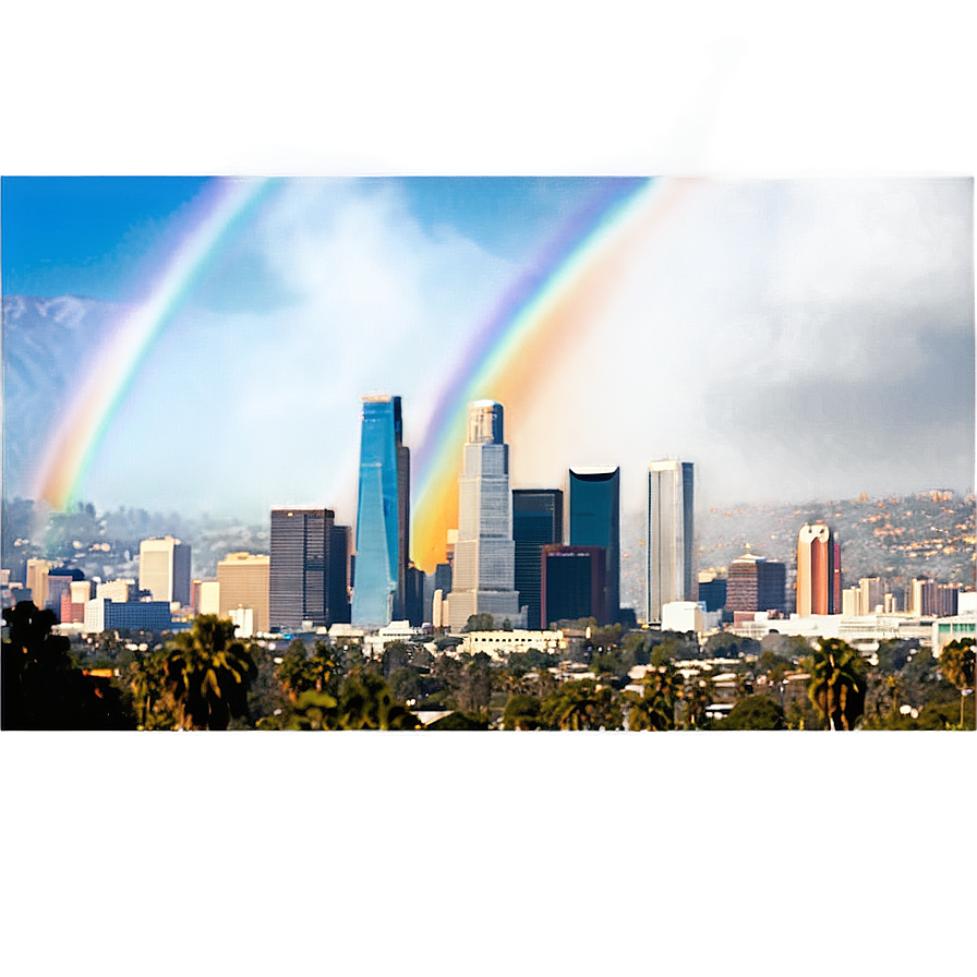 Los Angeles Skyline With Rainbow Png Knl PNG