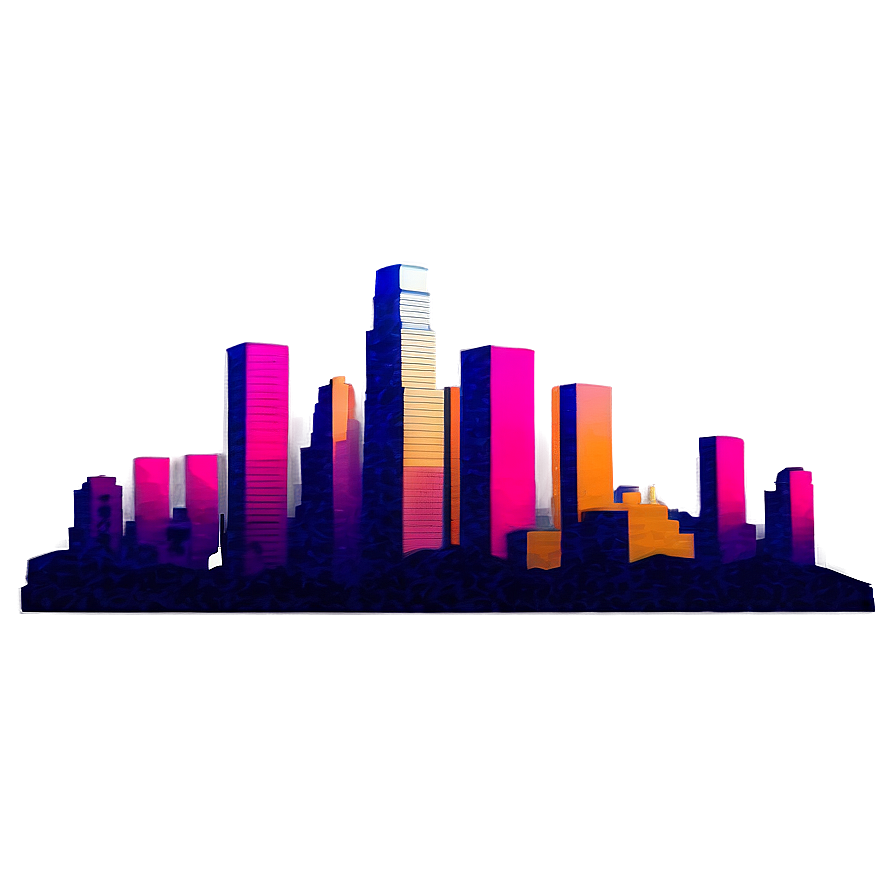 Los Angeles Skyline With Sunset Colors Png 06252024 PNG