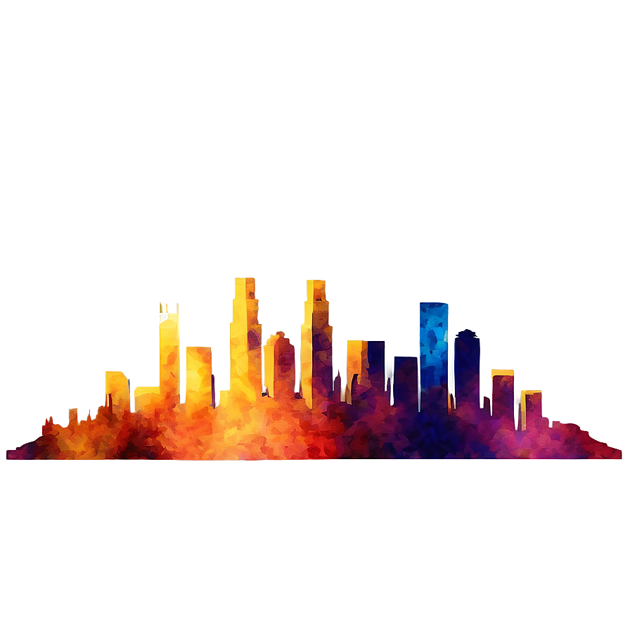 Los Angeles Skyline With Sunset Colors Png 54 PNG