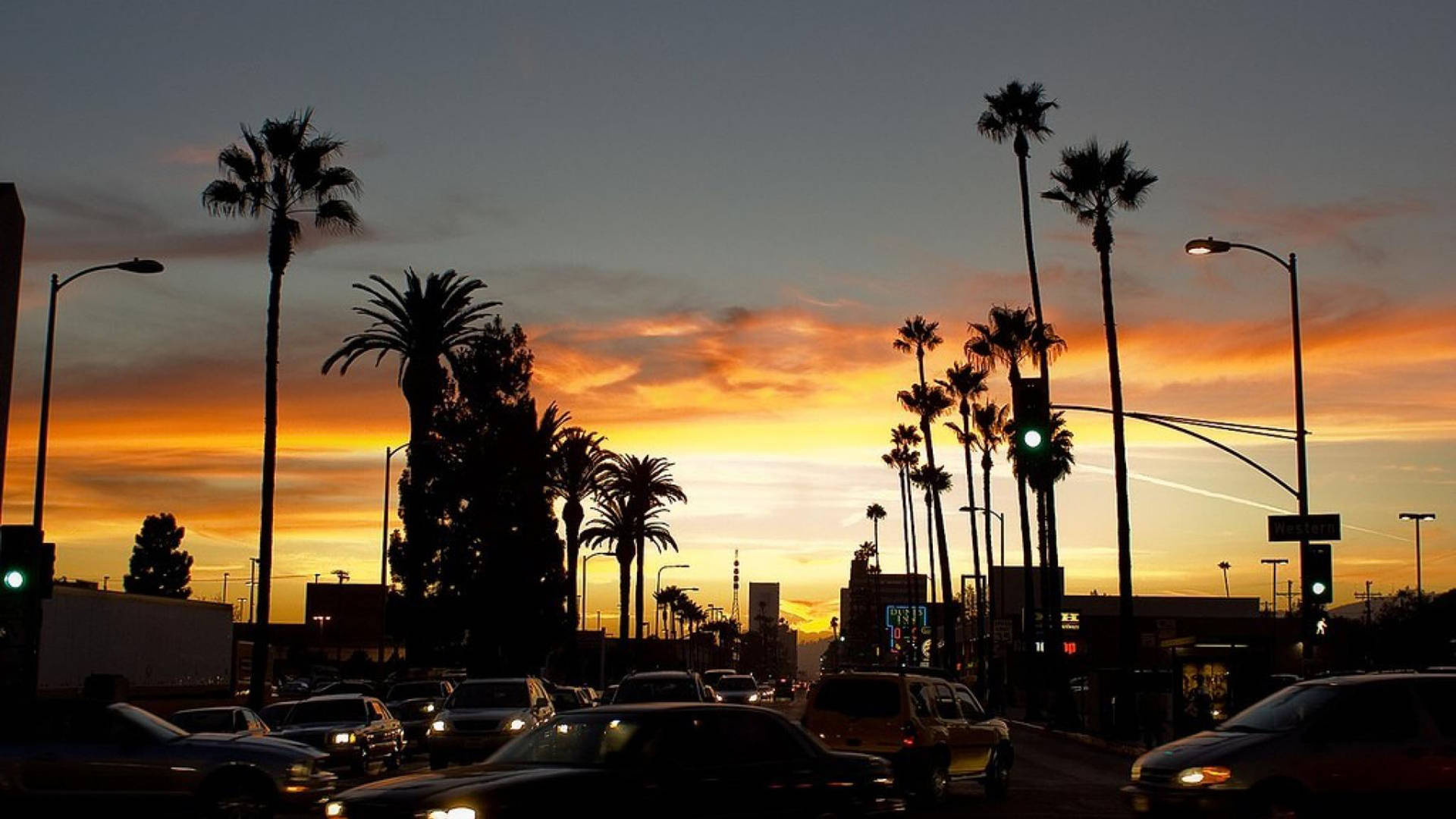 Los Angeles Sunset At Boulevard Wallpaper