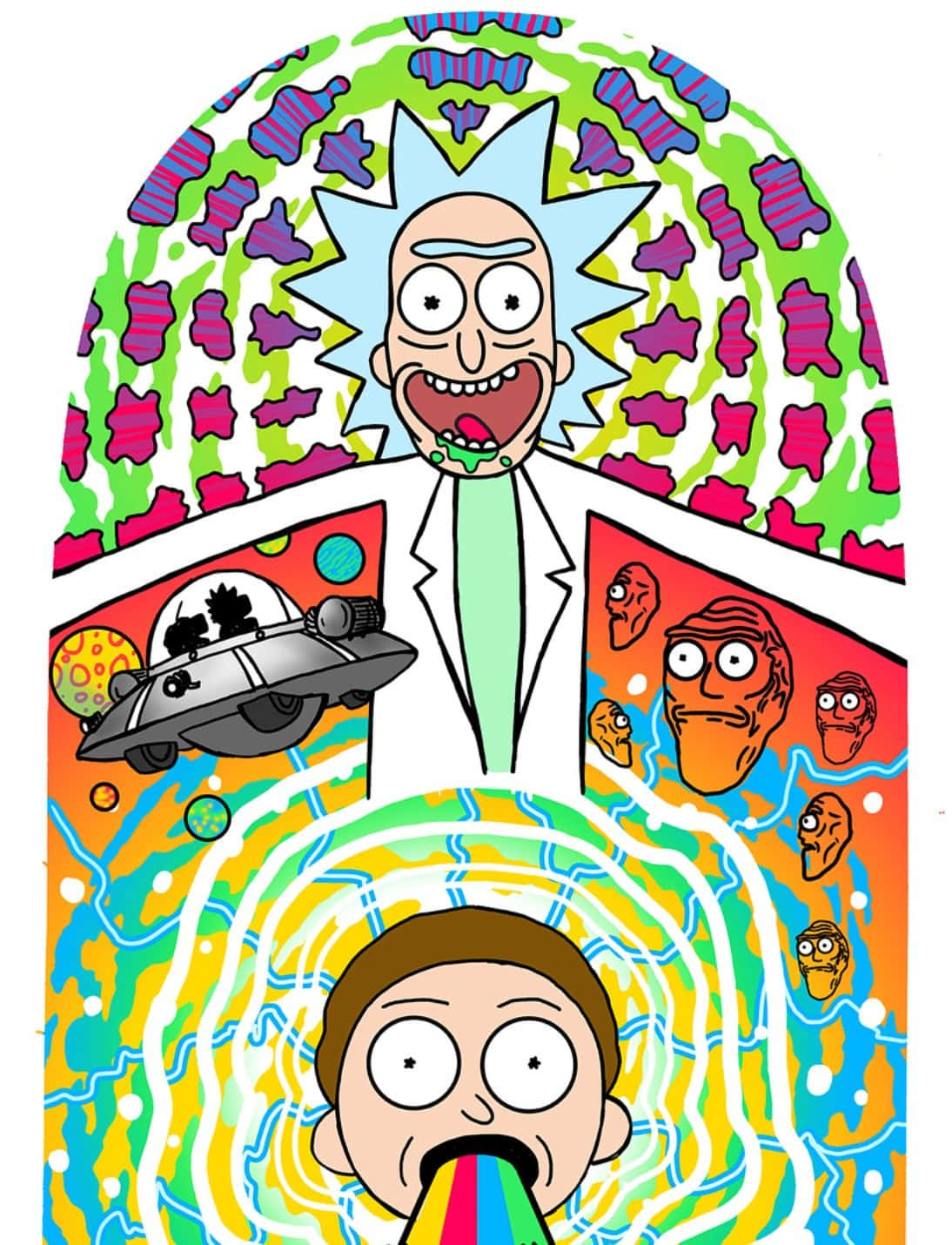 Loscromulones De Rick Y Morty Flotando En El Espacio Fondo de pantalla