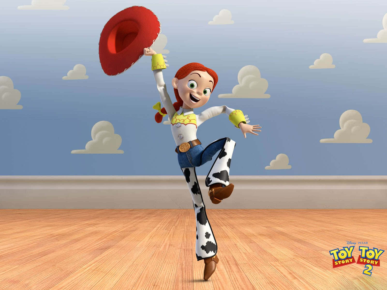Losfondo Iconico Di Toy Story Con Le Nuvole Che Rappresentano Il Cielo Della Camera Di Andy.