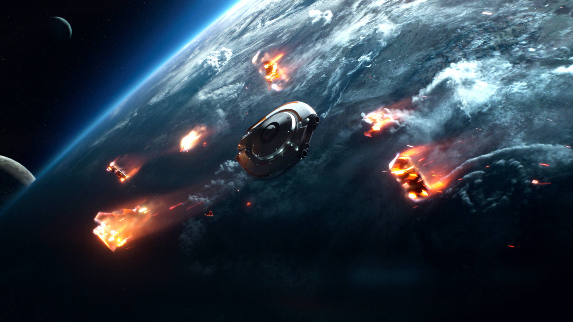 Explosiónde Asteroides Perdidos En El Espacio. Fondo de pantalla
