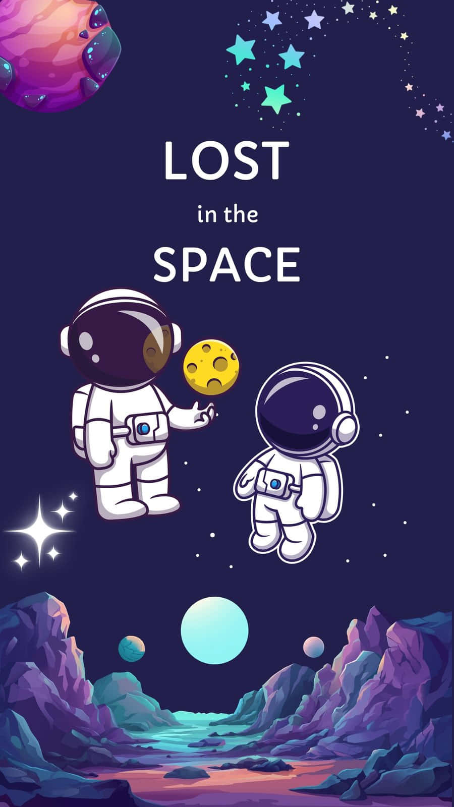 Lostin Space Cute Astronauts Wallpaper