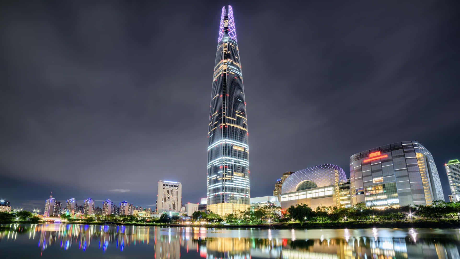 Lotte World Tower Night Skyline Wallpaper
