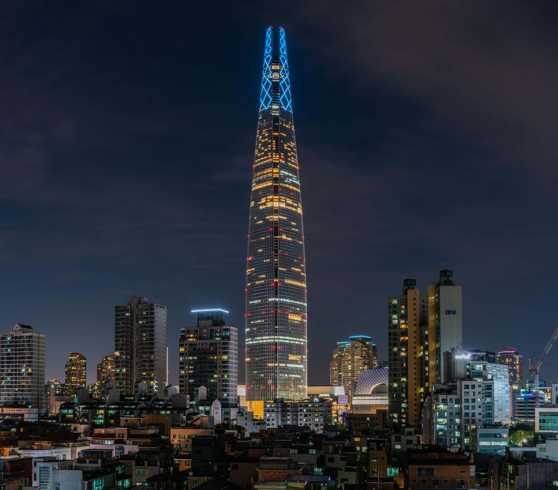 Lotte World Tower Night Skyline Wallpaper