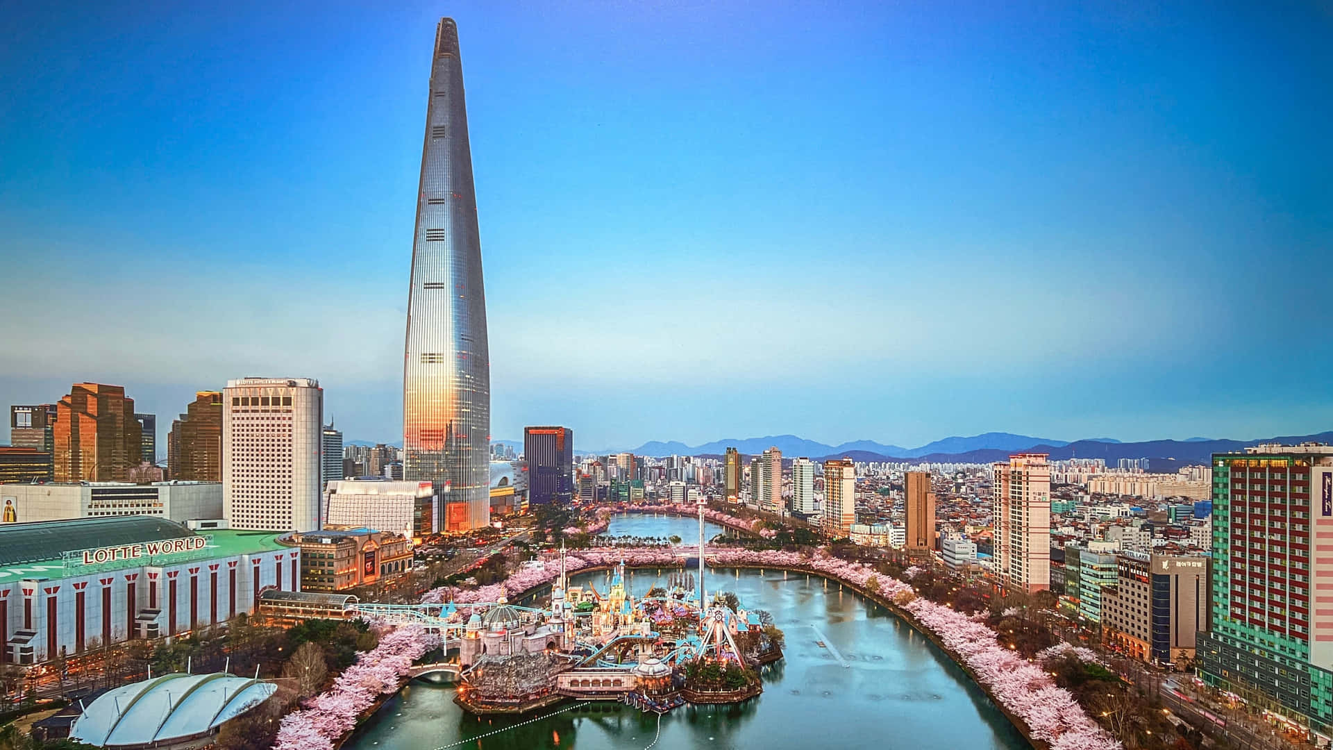 Lotte World Tower Springtime Panorama Wallpaper