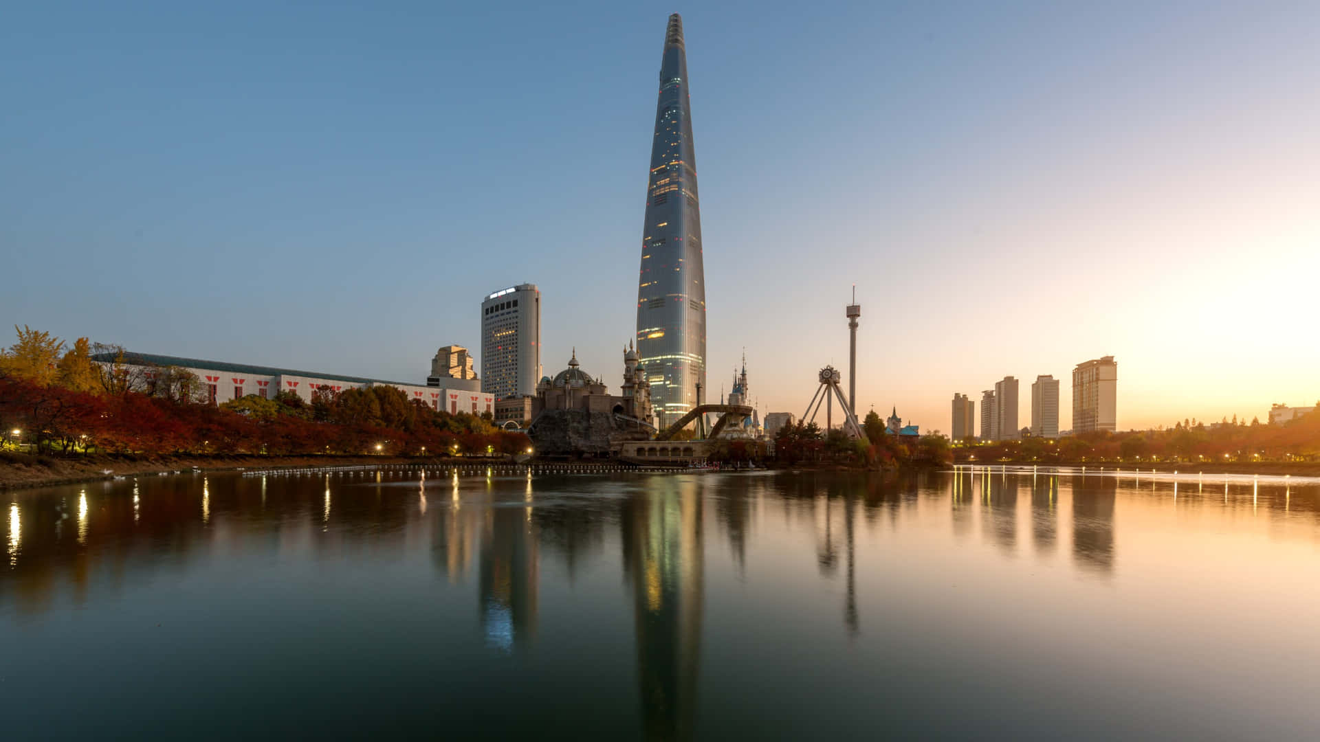 Lotte World Tower Sunset Reflection Wallpaper