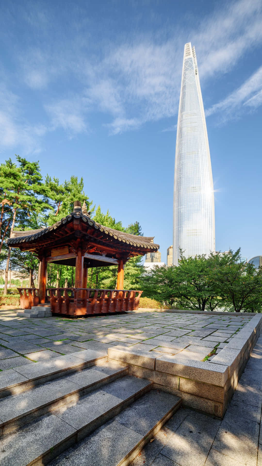 Lotte World Towerand Traditional Pavilion Wallpaper