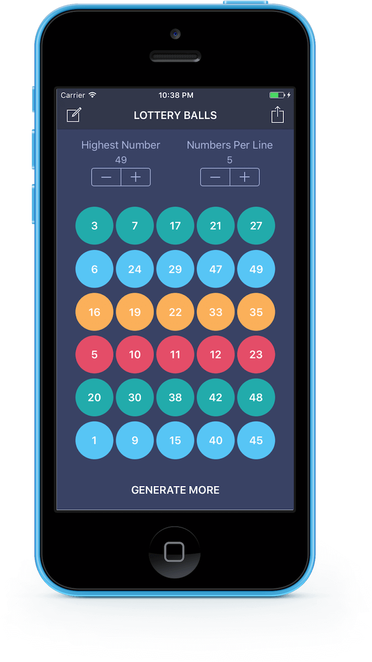 Lottery Number Generator App Screen PNG