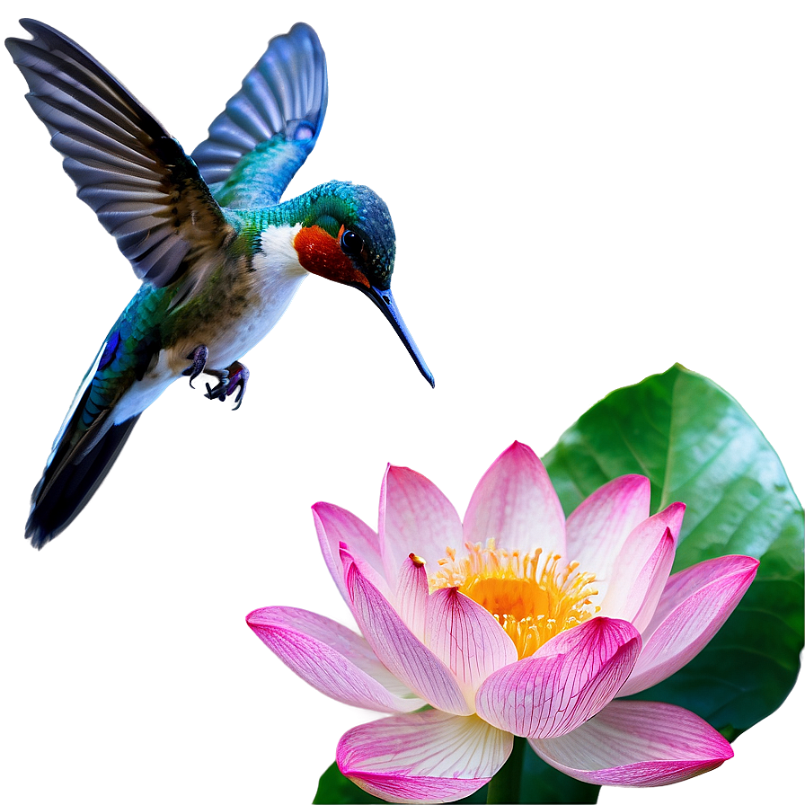 Lotus And Hummingbird Png Ojb PNG