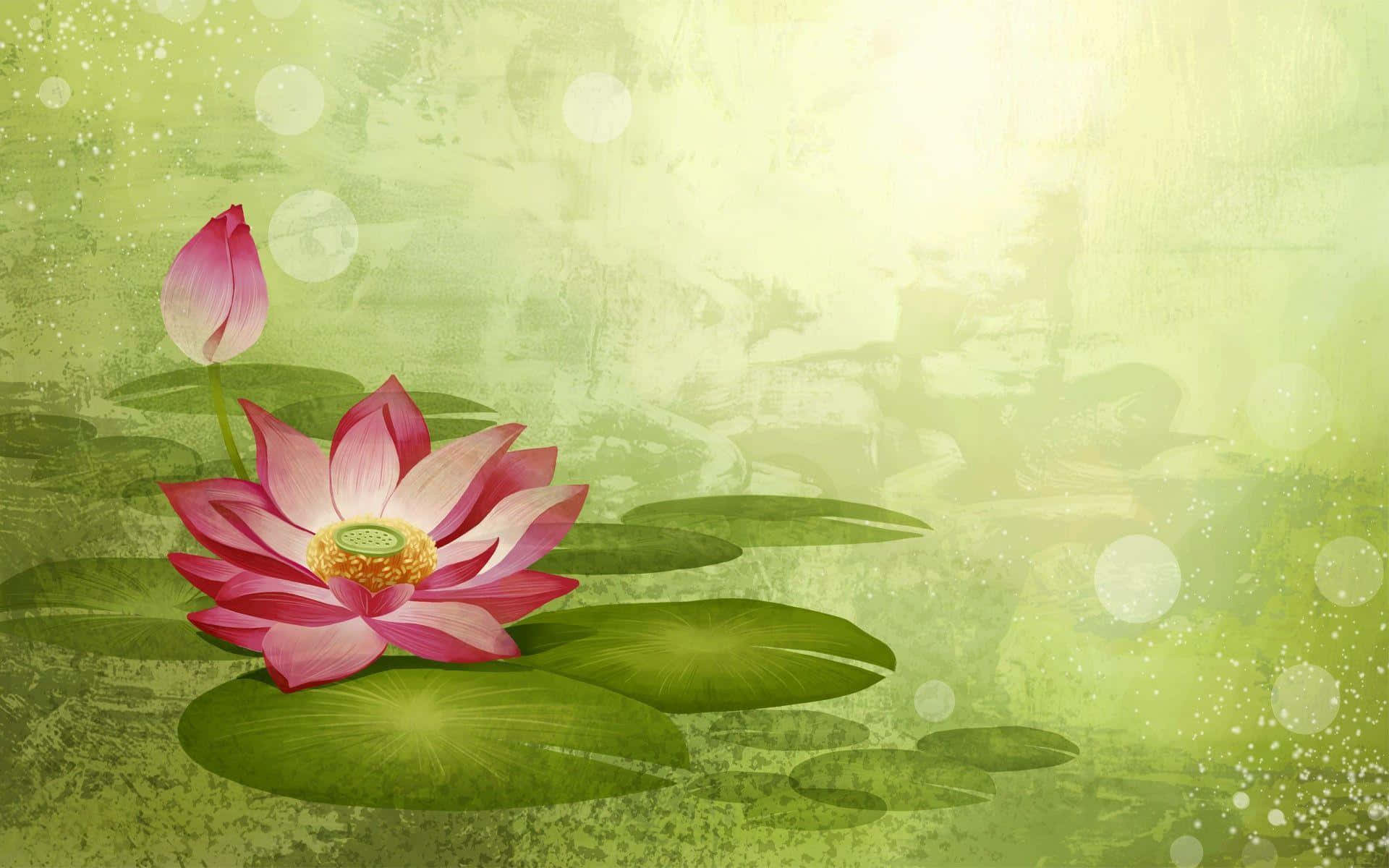 A Pink Lotus Flower On A Green Background