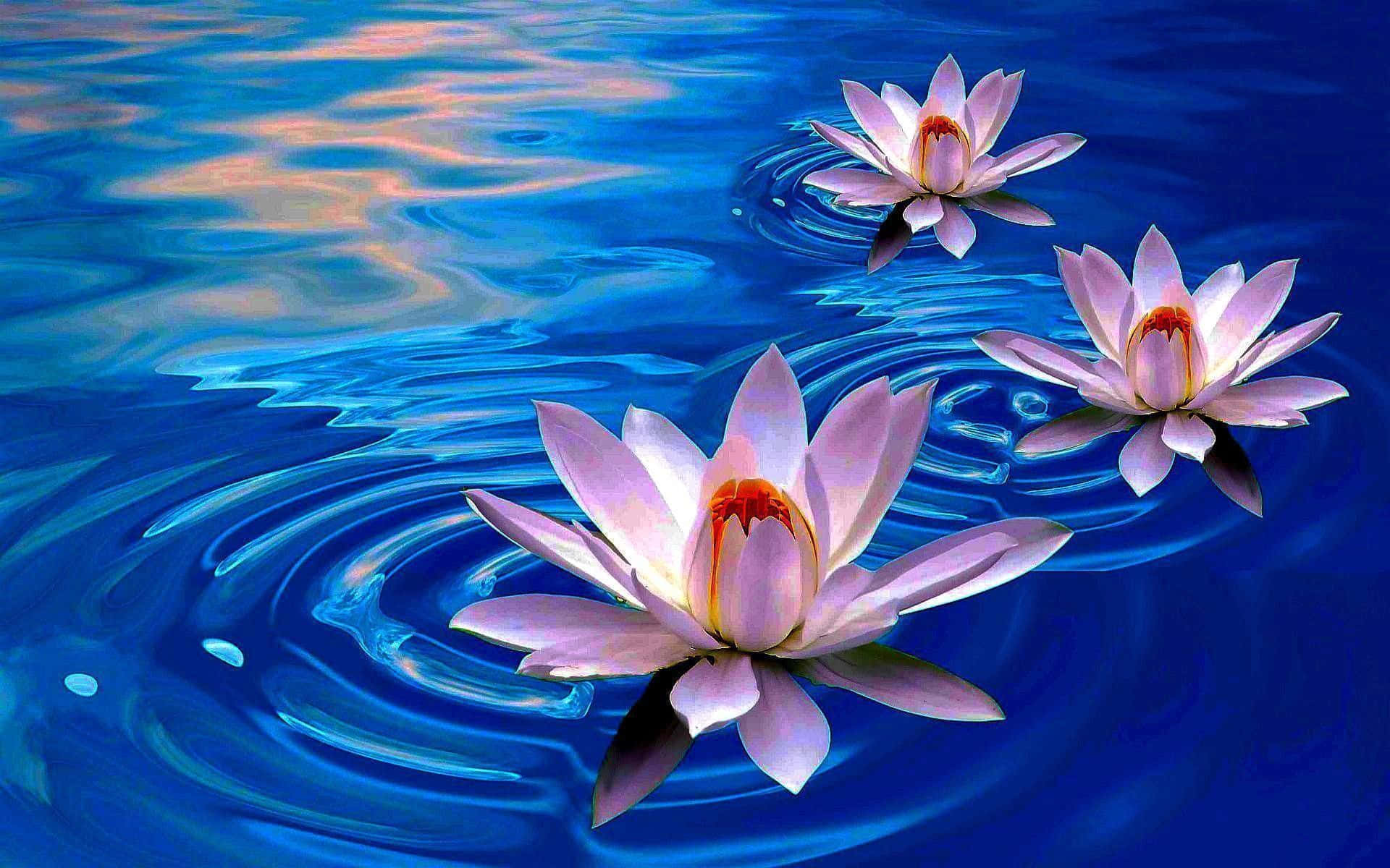 "A Serene Lotus Flower Blooming Against Tranquil Waters": High-definition Background Image