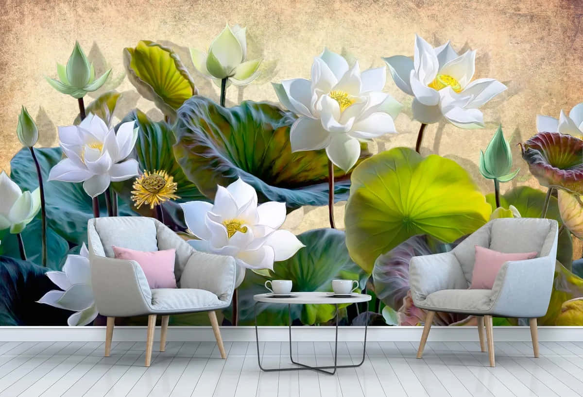 Lotus Flower Wall Mural Interior Wallpaper