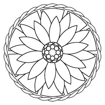 Lotus Mandala Coloring Page PNG