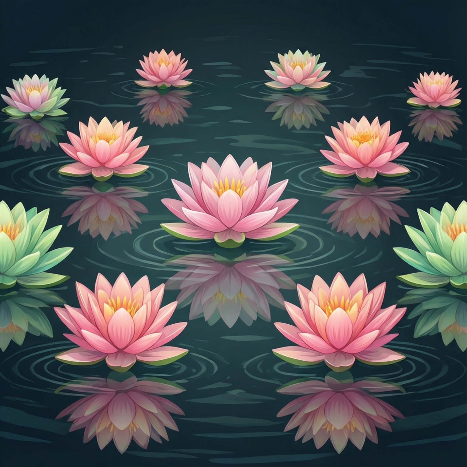 Lotus Reflection Pattern Wallpaper