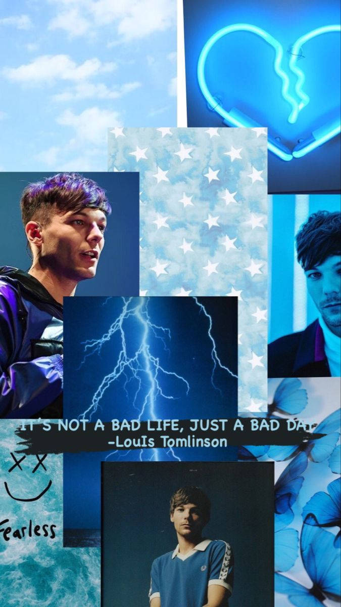 Download Louis Tomlinson Blue Aesthetic Collage Wallpaper 