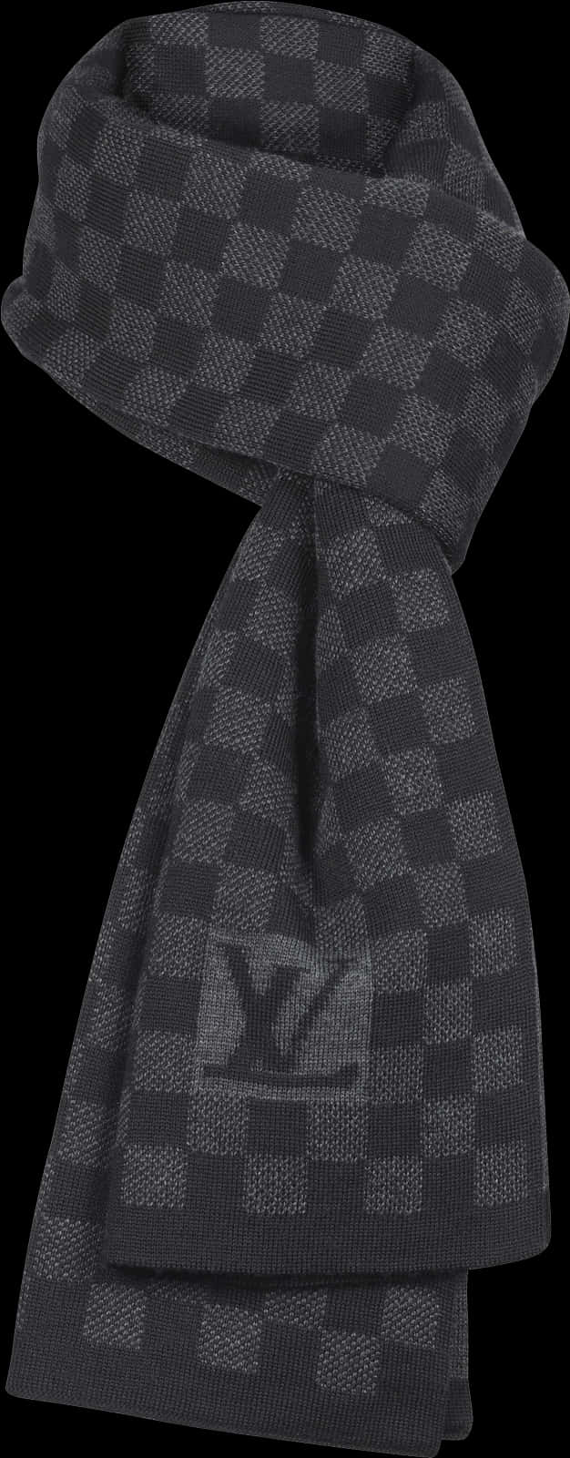Louis Vuitton Black Checkered Scarf PNG