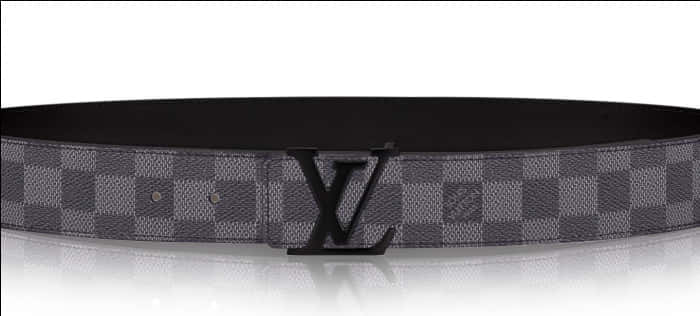 Louis Vuitton Black Grey Monogram Belt PNG