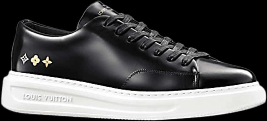 Louis Vuitton Black Leather Sneaker PNG