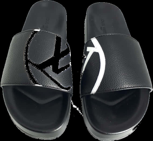 Louis Vuitton Black Slides PNG