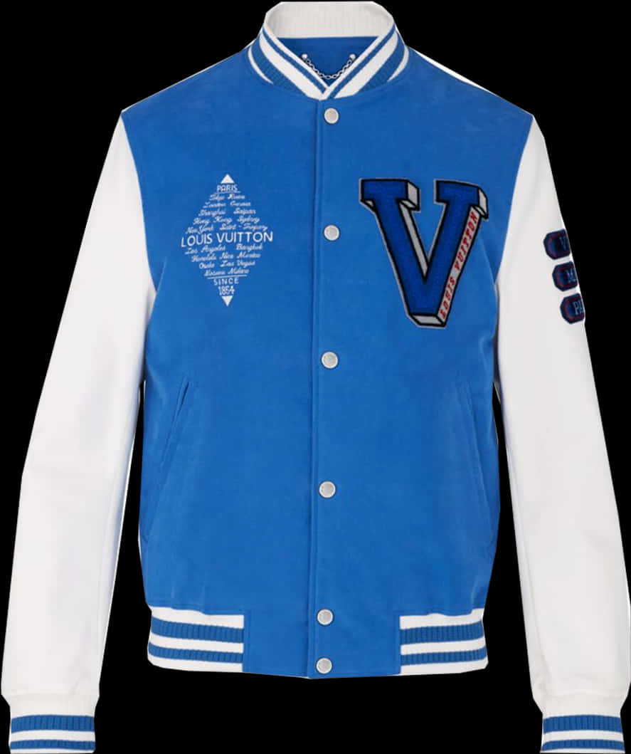 Louis Vuitton Blue Varsity Jacket PNG