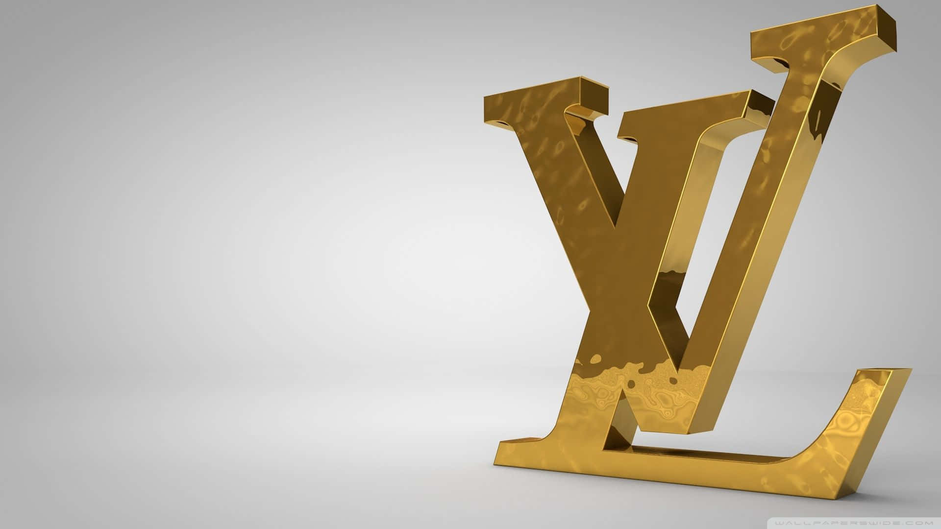 Download The Iconic Louis Vuitton Logo atop a Brown Desktop Wallpaper