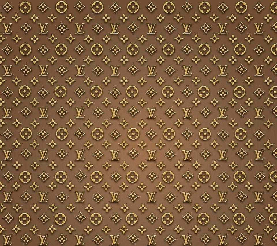 Loui Vuitton Logo Desktop Brun Bas Farve Tapet Wallpaper