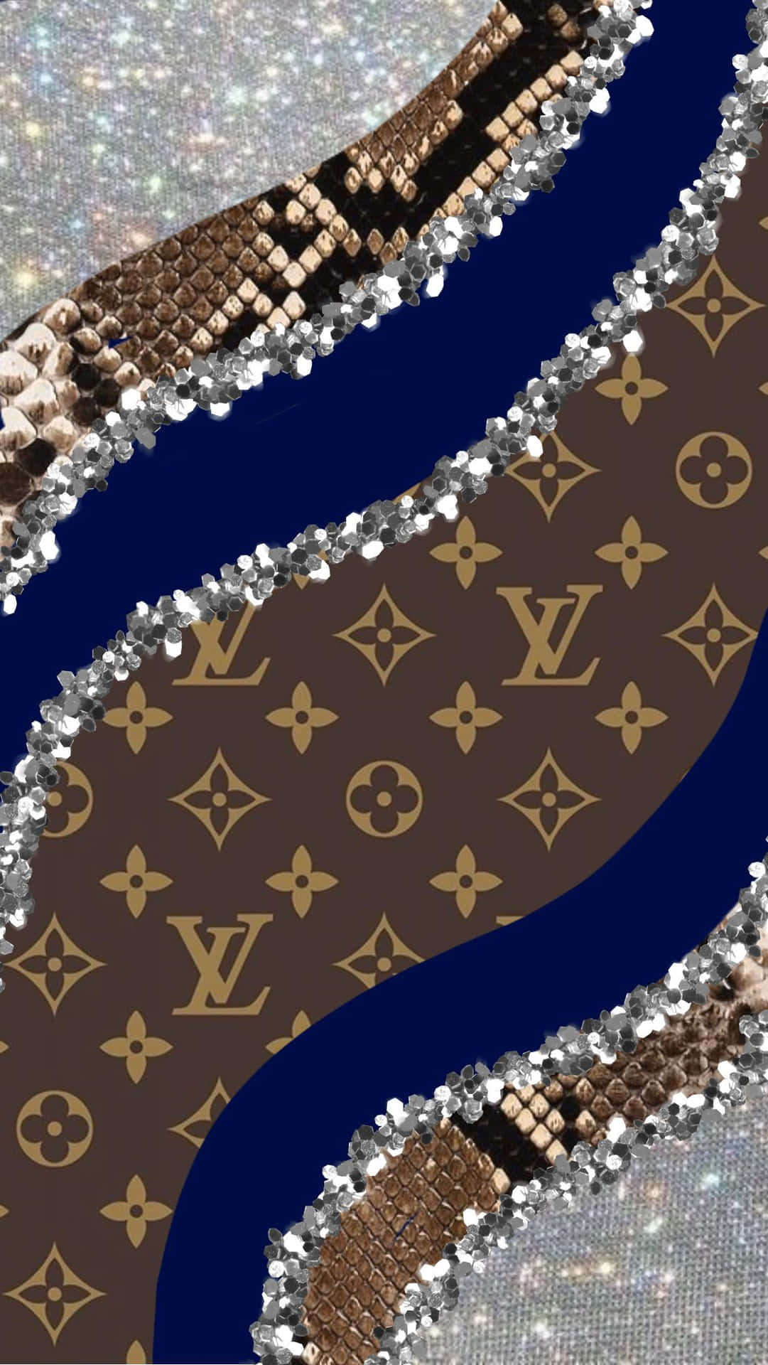 Download Louis Vuitton iPhone Silver Blue Lining Wallpaper