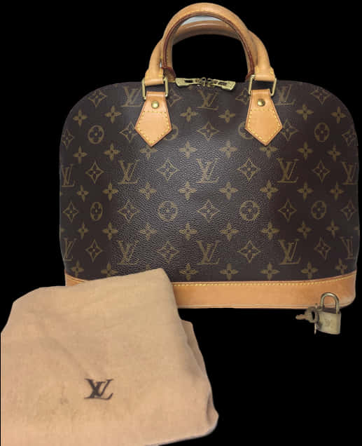 Louis Vuitton Monogram Handbagwith Dustbagand Lock PNG