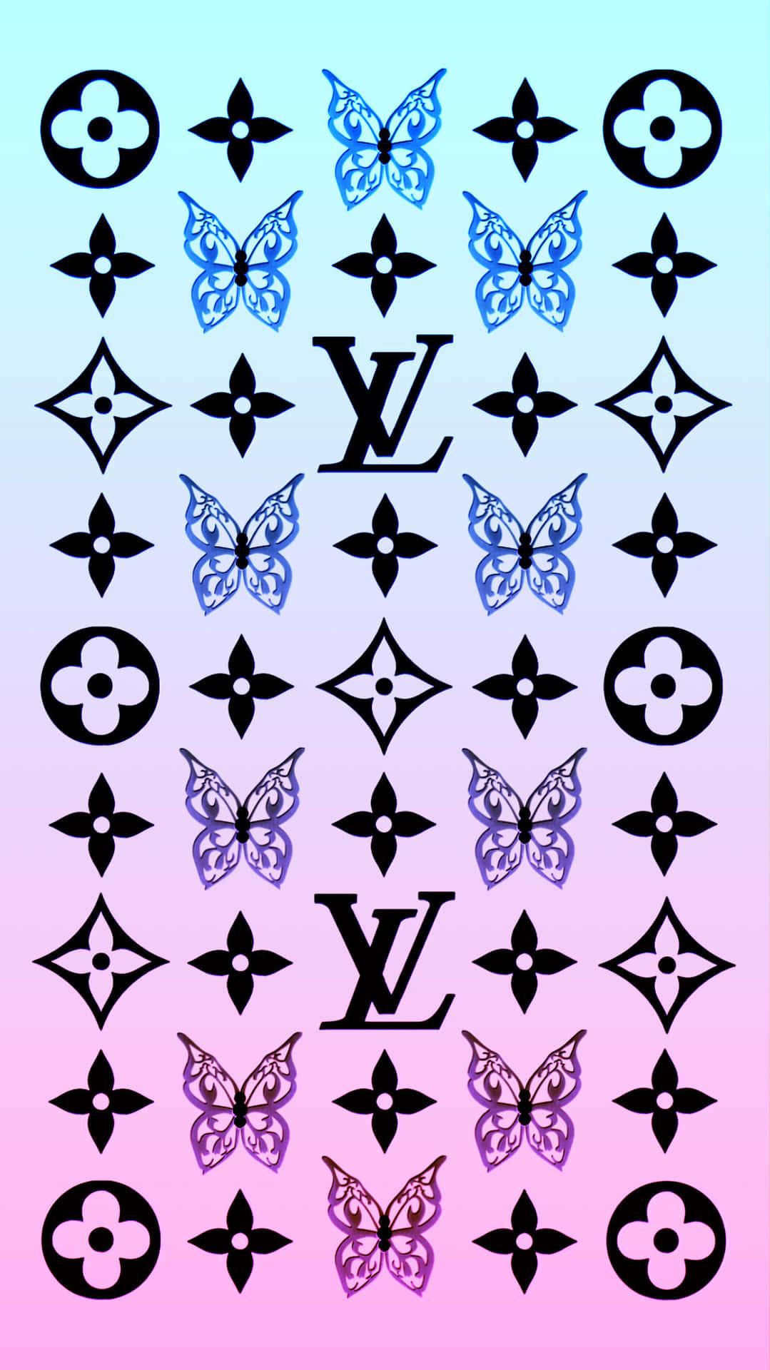 Download Louis Vuitton Aesthetic Colorful Butterfly Collage Wallpaper