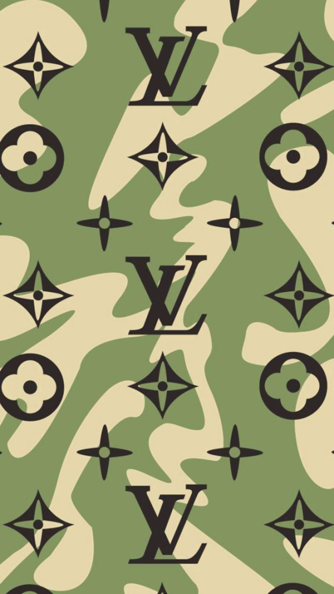 Louis Vuitton Phone Green Camouflage Wallpaper
