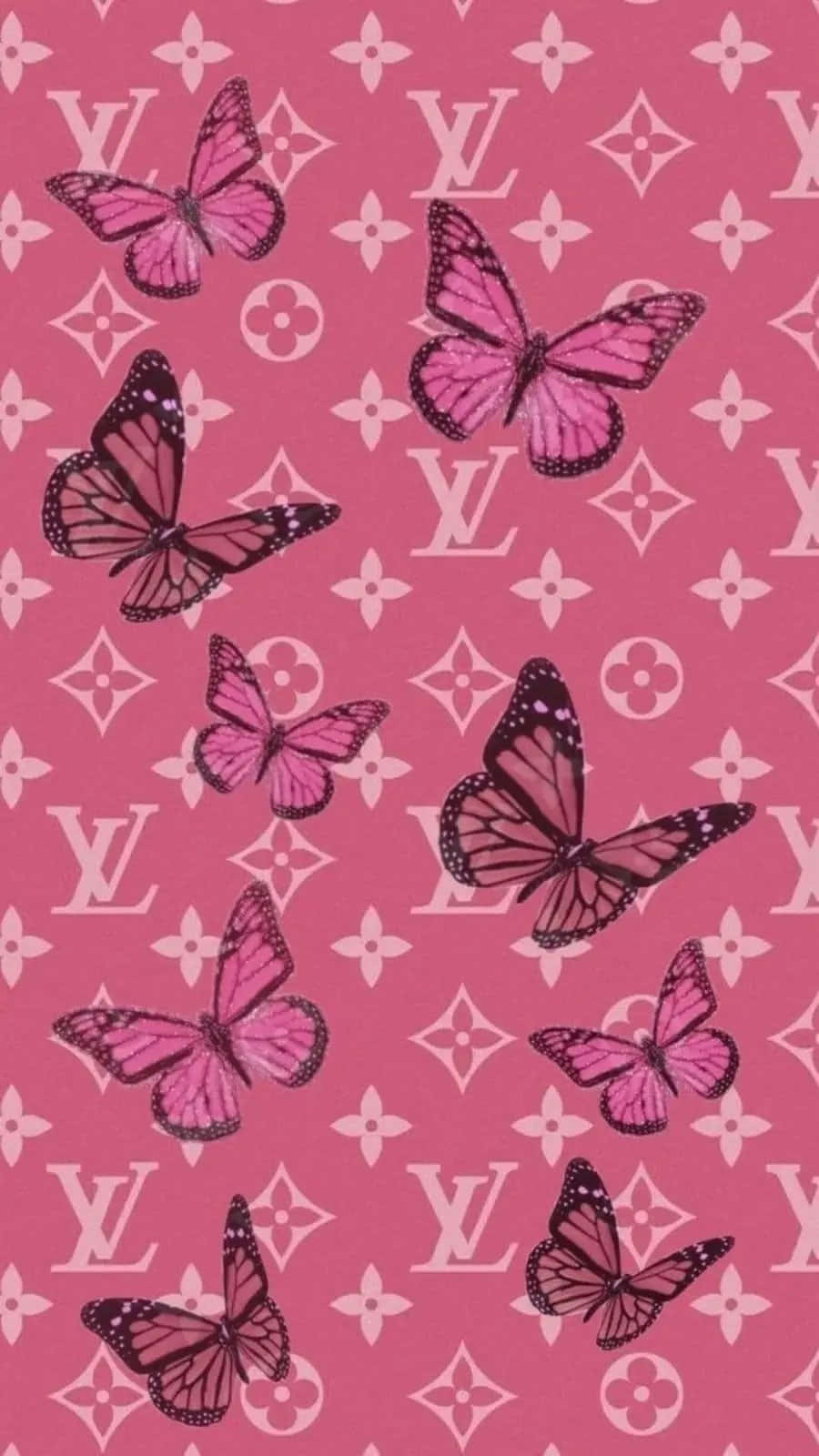 Download Louis Vuitton Pink With Butterflies Wallpaper