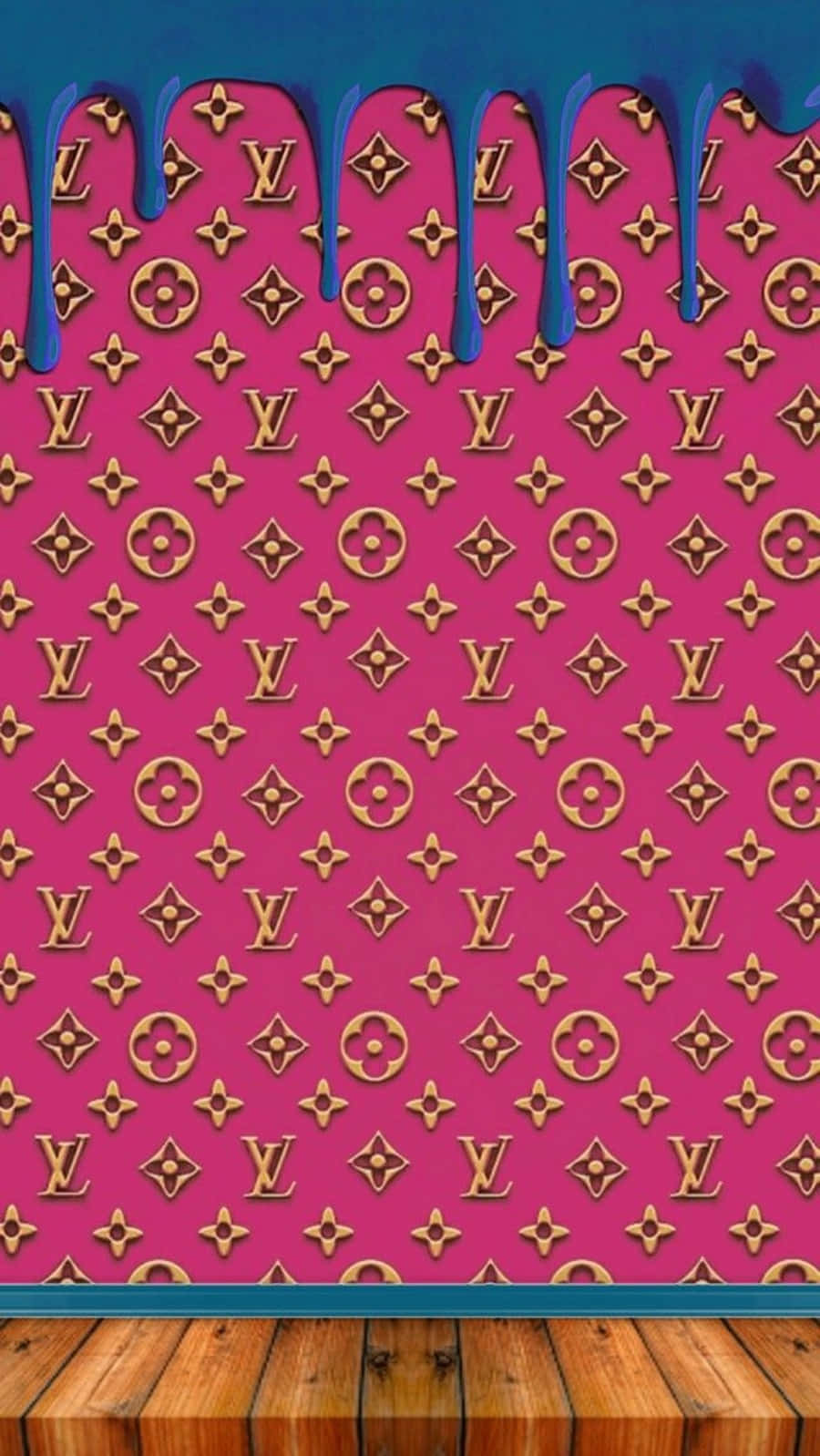 Paint Drip Louis Vuitton Pink Background