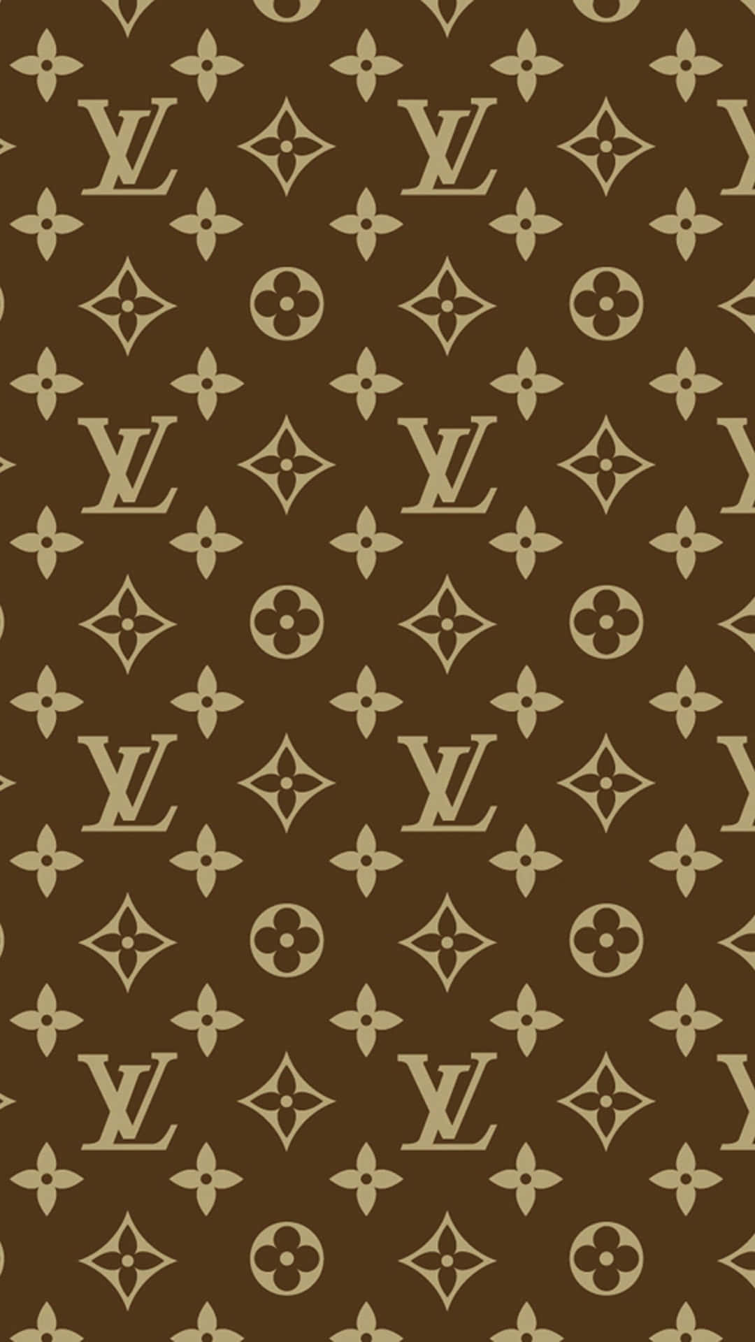 Patrónde Monograma De Louis Vuitton En Color Marrón Y Beige. Fondo de pantalla