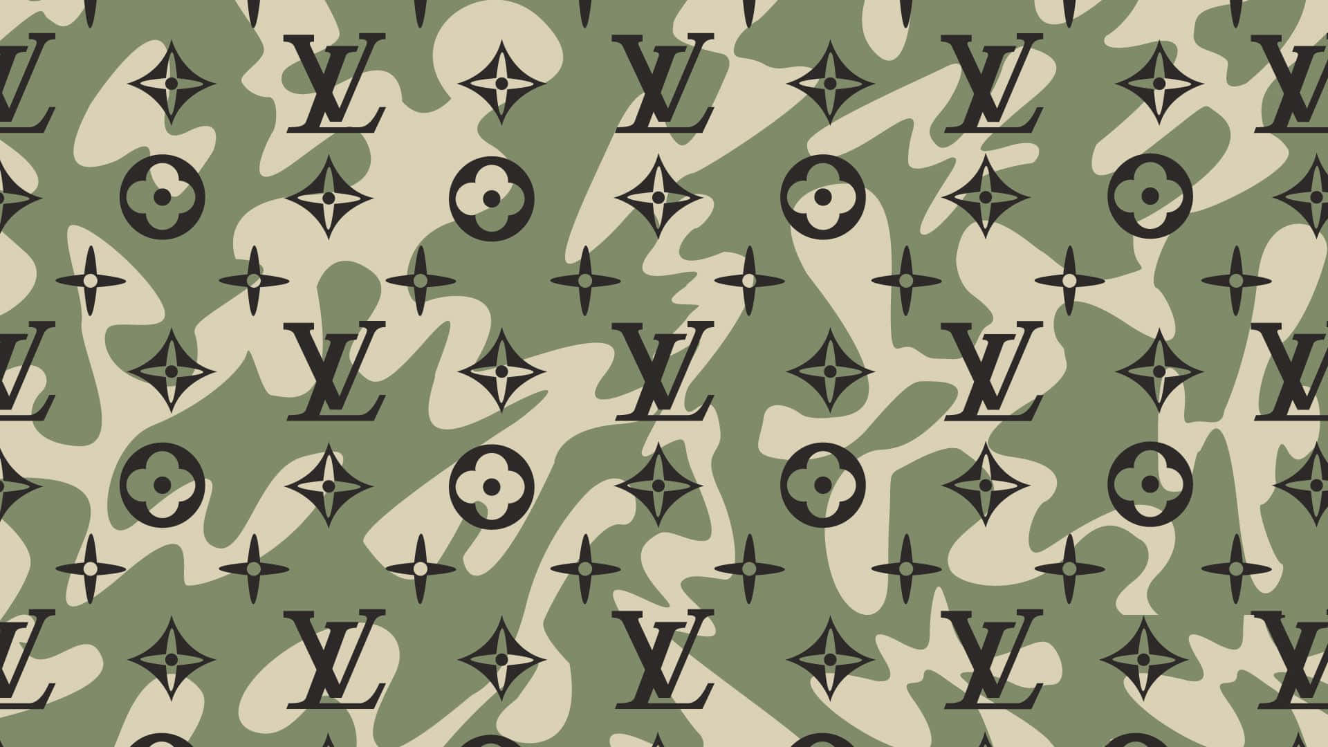 Louis Vuitton Print On Camouflage Wallpaper