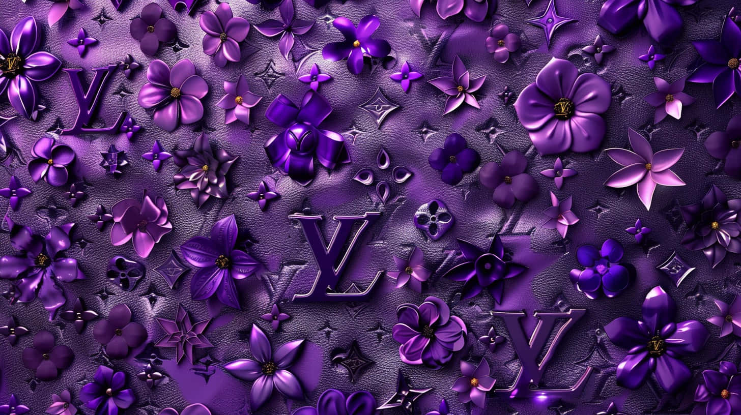 Louis Vuitton Purple Floral Pattern Wallpaper