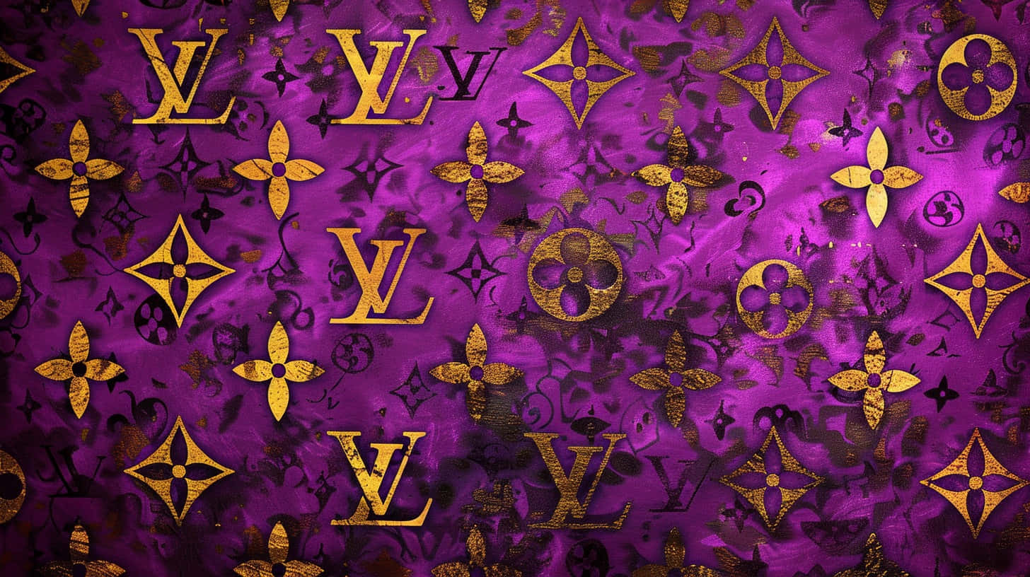 Louis Vuitton Purple Gold Pattern Wallpaper