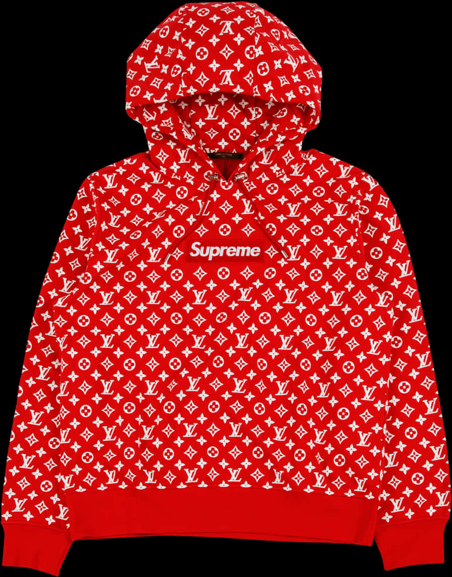 Louis Vuitton Supreme Red Hoodie PNG