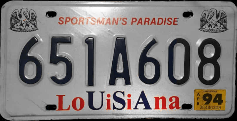 Louisiana Sportsmans Paradise License Plate PNG