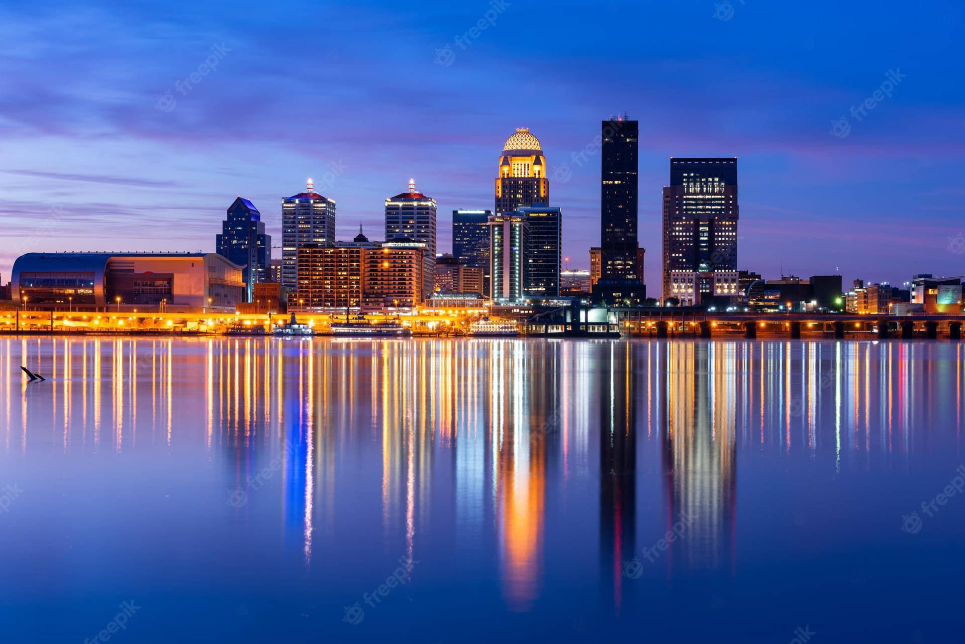 Louisville City Lights On The River Wallpaper